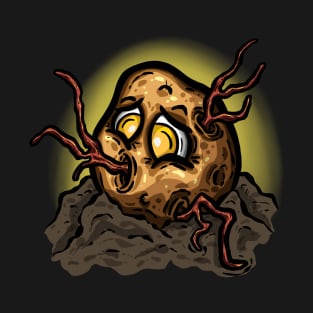 Potato Zombie Coming Out the Soil Cartoon Character T-Shirt