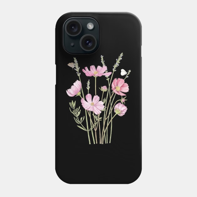 Cosmos and Lavender Phone Case by Katia Galante Art