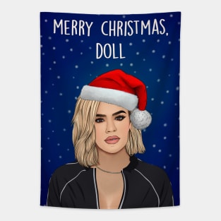 Merry Christmas doll Khloe K Tapestry