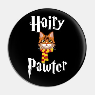 Hairy Pawter Funny Hairy Paw Cat Lover Cute Hairy Cat Head Pin