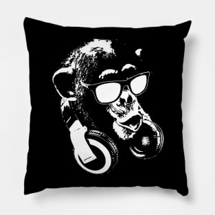 DJ Monkey White Pillow