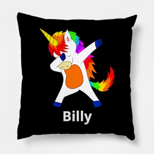 Billy First Name Personalized Dabbing Unicorn Pillow