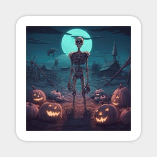 lonely skeleton during halloween Magnet