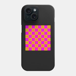 retro pink and orange check pattern Phone Case