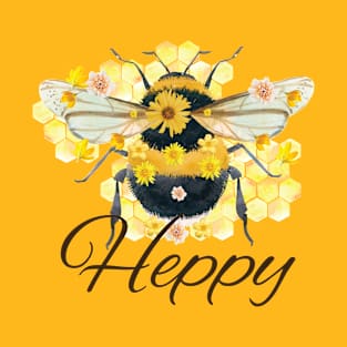 Bee Happy Sunflower Autumn Fall Design T-Shirt