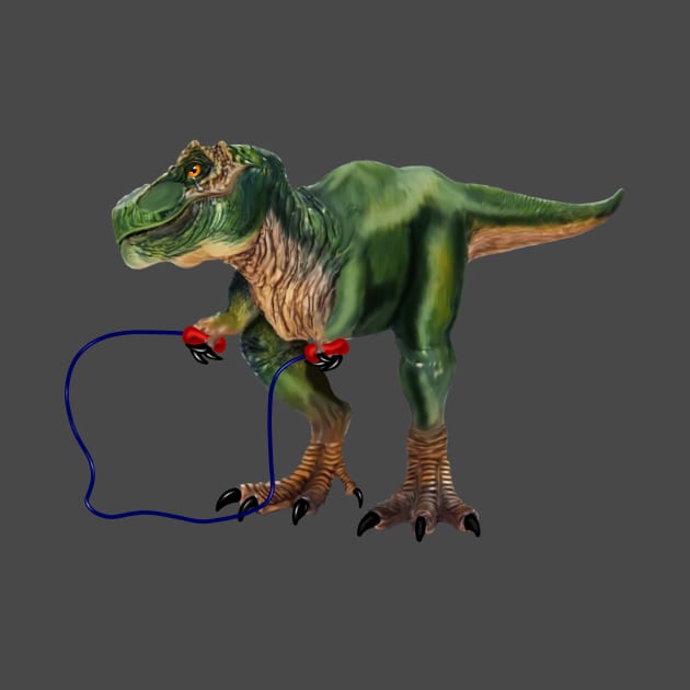 Funny T Rex Trying skipping rope, Sad Dinosaur by dukito