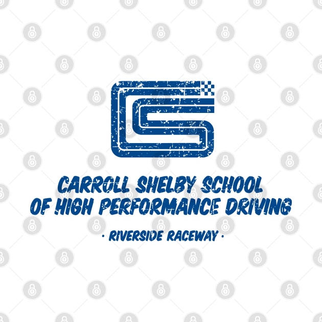 1962 Carroll Shelby School of High Performance Driving  - blue distressed print by retropetrol