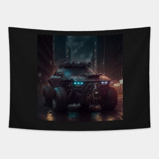 Cyberpunk Armoured Car Four Door Tapestry