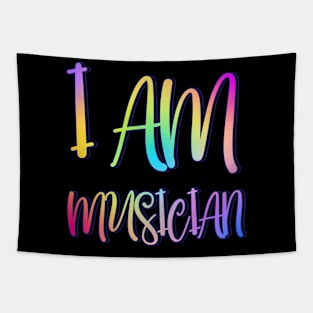 I am musician multicolor.typography slogan design. Tapestry