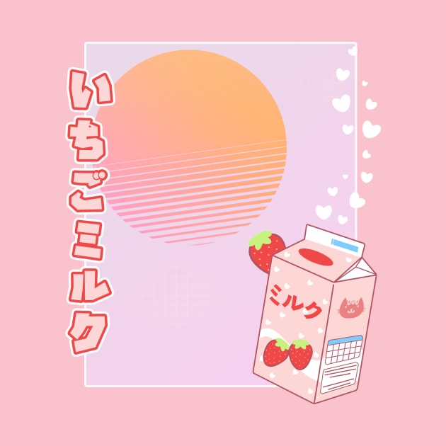 Japanese Strawberry Milk Ichigo Miruku Aesthetic by VaporwaveAestheticDreams