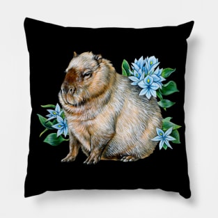 Capybara with Water Hyacinth Pillow