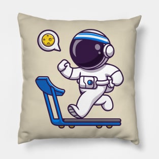 Cute Astronaut Running On Treadmill Cartoon Pillow