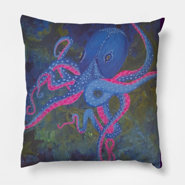 Octopus design - from my original acrylic painting sea creatures Pillow by GarryGreenwood