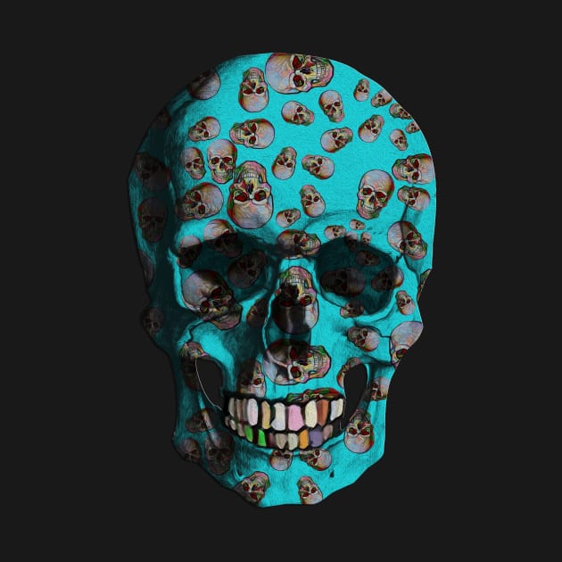 Happy Skull Random Pattern  (Blue) by Diego-t