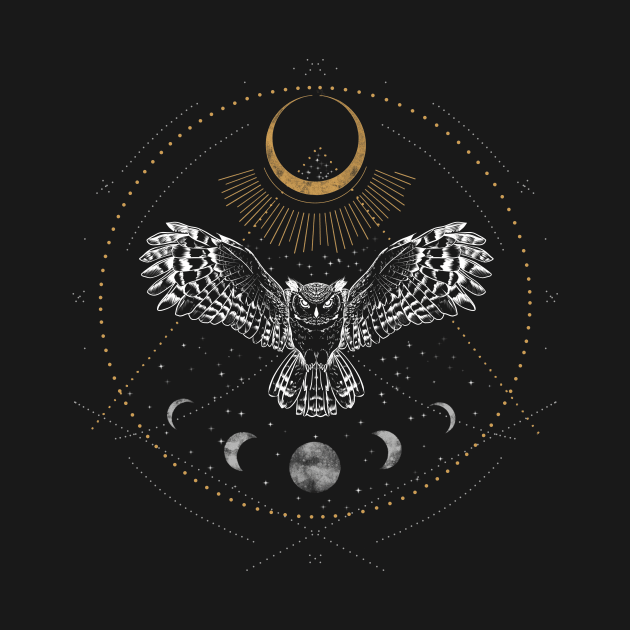 Night owl with moon phases and stars by MugDesignStore