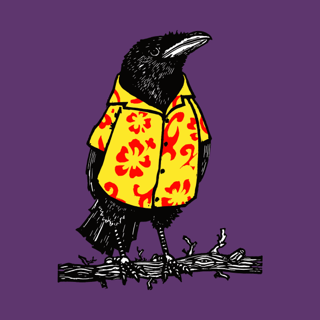 Hawaiian Shirted Crow by LiquoriceLino