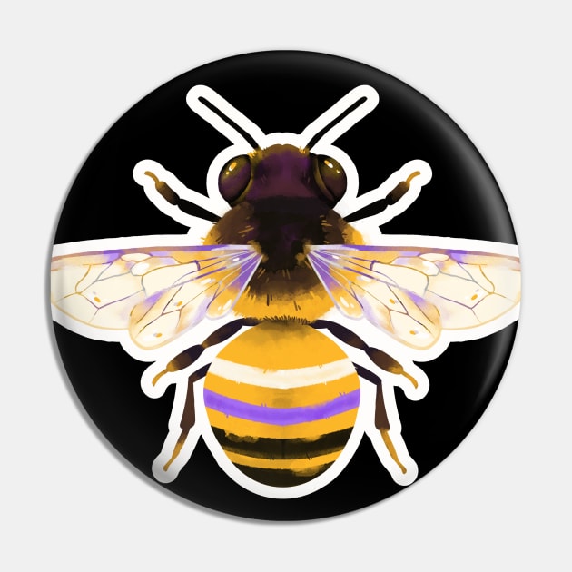 Nonbinary Bee Pin by SunnyDazeArt