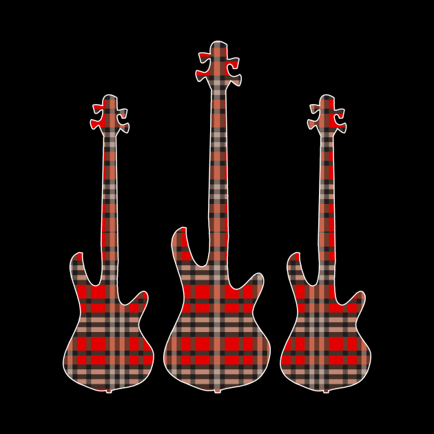 Red Black Plaid Matching Christmas Pattern Bass Player by jodotodesign