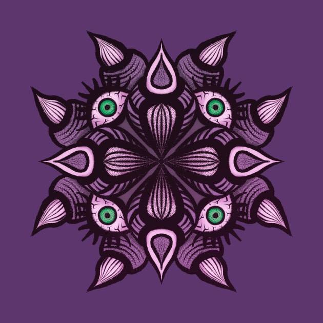 Symmetrical Demonic Creature Purple Horror Art by Boriana Giormova