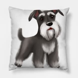 Cute Miniature Schnauzer Drawing Pillow