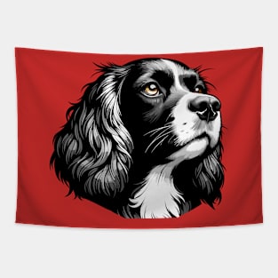 Stunning and Cool French Spaniel Monochrome and Gold Portrait for Father's Day Tapestry