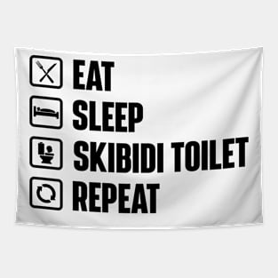 Eat Sleep Skibidi Toilet Repeat - Skibidi Toilet Meme Tapestry