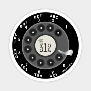 Rotary Dial Phone Chicago 312 Area Code Magnet