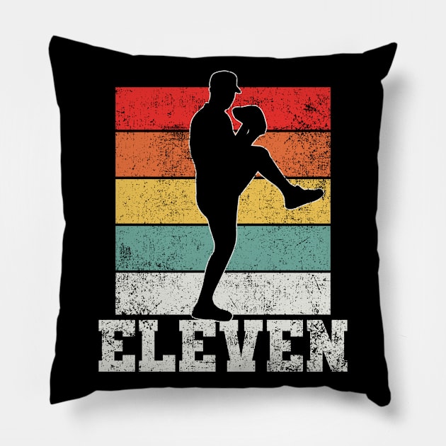 11th Birthday Baseball Pitcher Pillow by KAWAIITEE