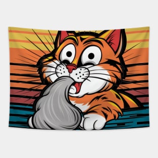 Cat coughing Tapestry