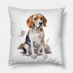 Beagle Watercolor Style Pillow