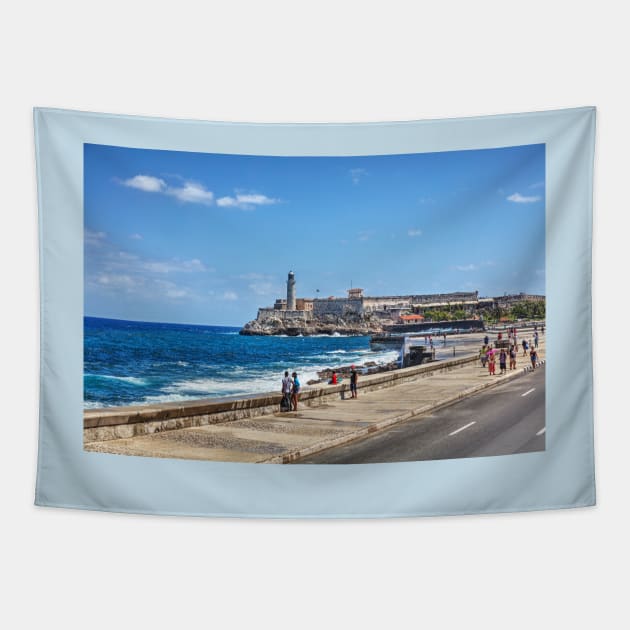 Morro Castle And Havana Bay Lighthouse Tapestry by tommysphotos