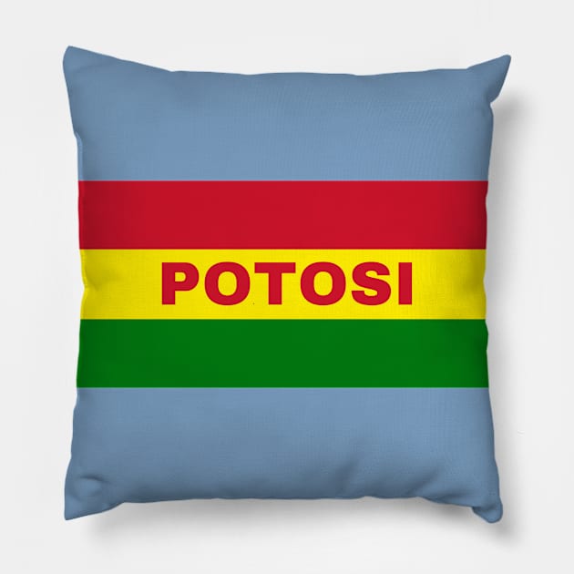 Potosi City in Bolivian Flag Colors Pillow by aybe7elf