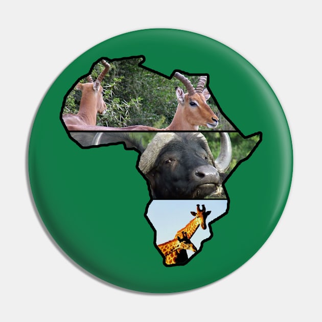 African Wildlife Continent Collage Pin by PathblazerStudios