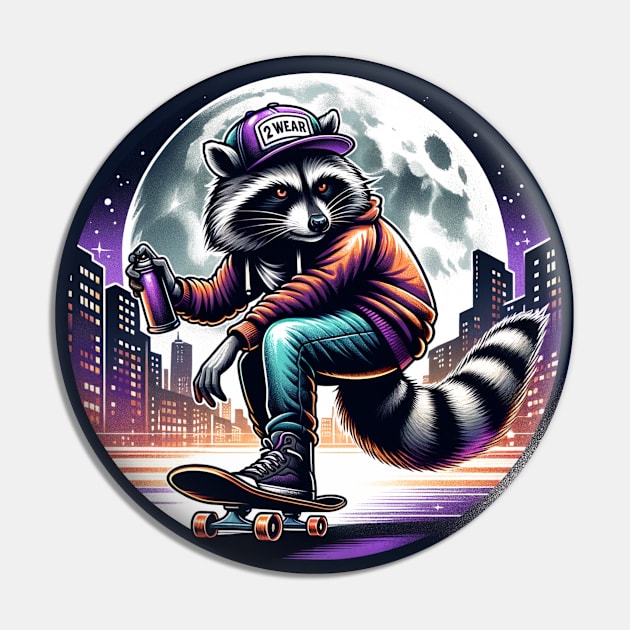 Rad Raccoon Graffiti Roll Pin by 2wear Grafix