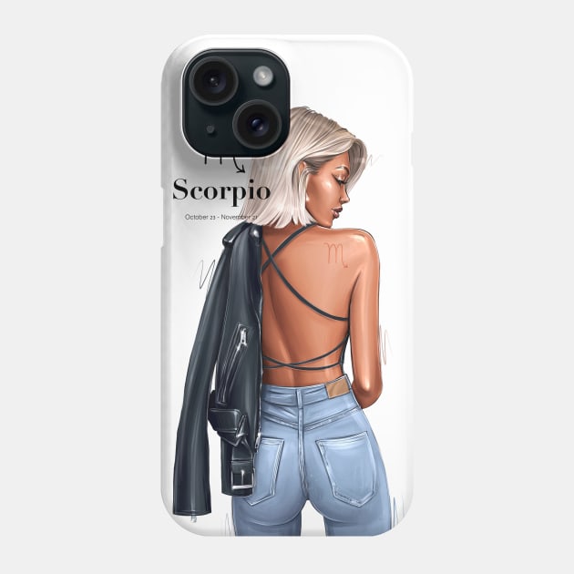 Scorpio Zodiac Girl Phone Case by AllessyArt 