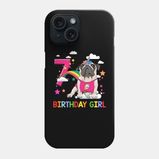 Pug Birthday - 7 Years Old Unicorn Pugicorn Party Phone Case