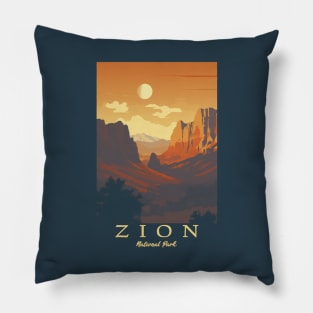 Zion National Park Vintage Travel Poster Pillow