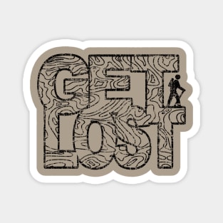 Get Lost Hiking Topo Distressed Hike Art Magnet