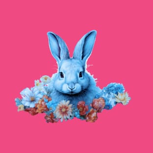 Blue Bunny with flowers T-Shirt