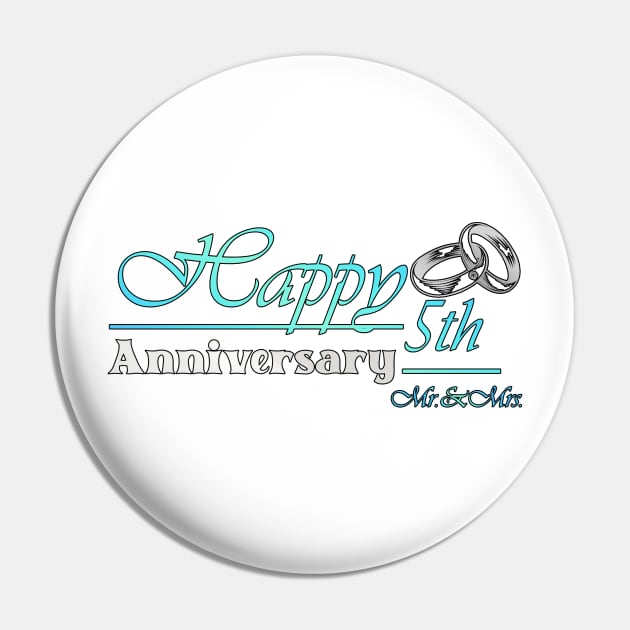 Happy 5th Anniversary-ORIGINAL DESIGN-Anniversary Gifts-Anniversary t-shirt Pin by KrasiStaleva