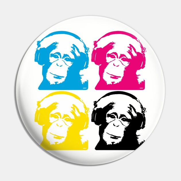 4 DJ Monkeys Pin by wamtees