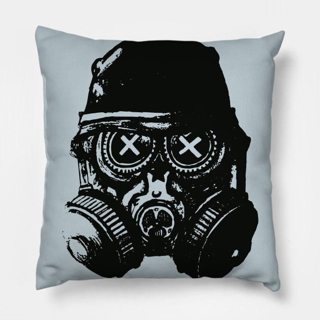 Gas mask skull Pillow by mangulica