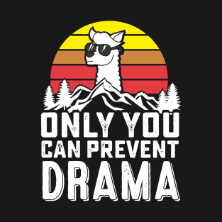 Funny Retro Llama Camping, Only You Can Prevent Drama Gift product T-Shirt