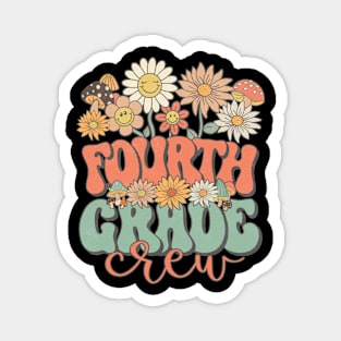 Fourth Grade Crew Retro Groovy Daisy Back To School Funny Teacher Girls Magnet