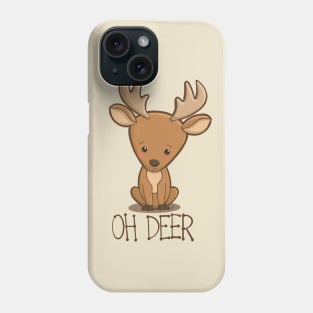 Oh Deer - cute worried little kawaii deer Phone Case