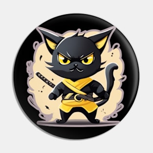 Ninja Cat Black and Yellow Pin