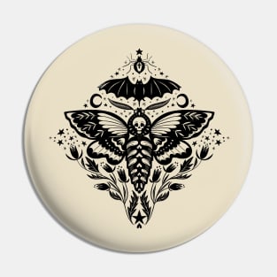 Skull Moth Damask Pin