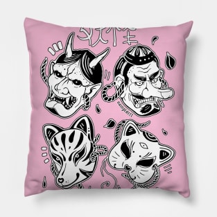 Japanese folklore, traditional masks Pillow