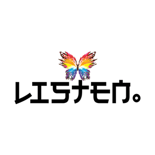 Colorful Butterfly Listen Japanese English font - cool style T-Shirt