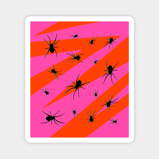 Halloween Spider Pattern on Pink and Orange Magnet